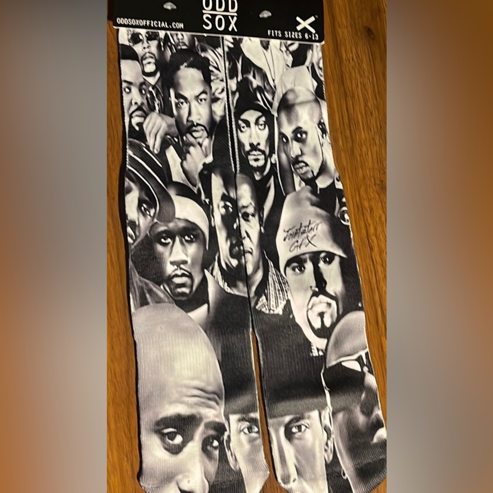 All natural 'B&W 90’s Rapper’s' 100% cotton Unisex socks one size fits all 6-13